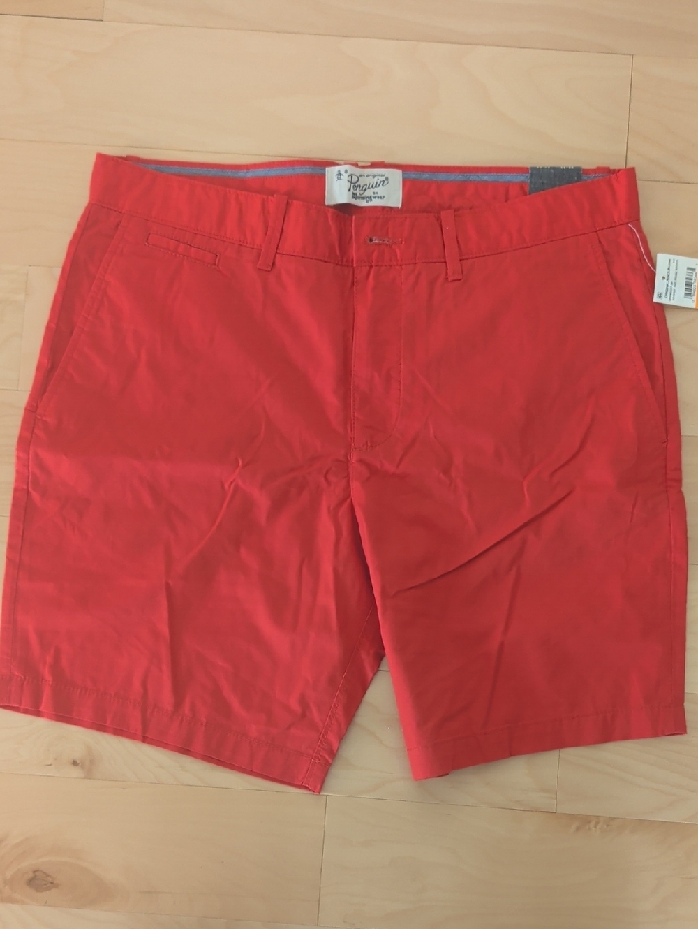 Brand New Original Penguin Red Flat-Front Men’s Shorts - Size 33
